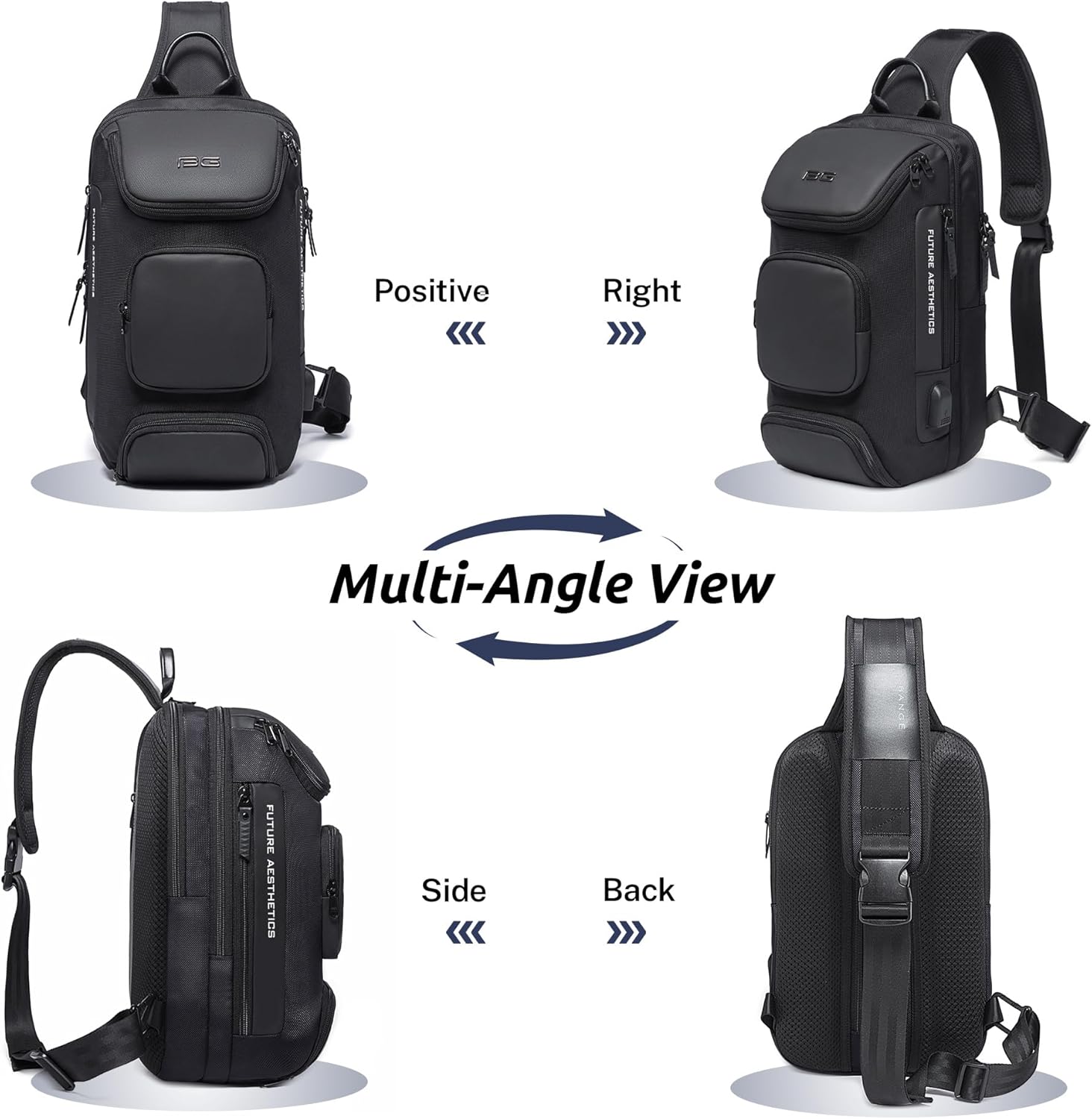 VARLIVOO Men's Waterproof USB Charging Sling Chest Bag for Tech & Travel