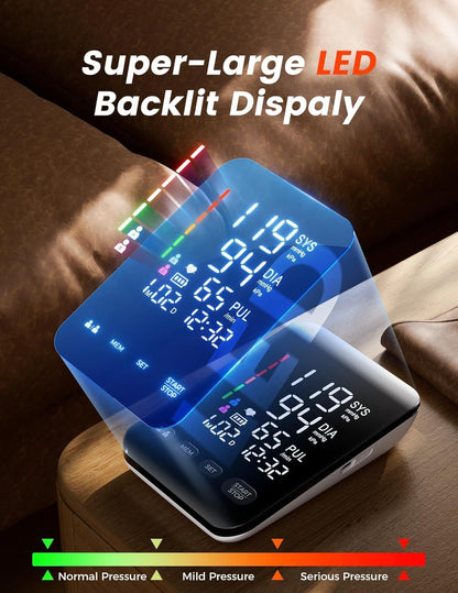 Aidisy Arm Blood Pressure Monitor with LED Display, Dual-User Memory