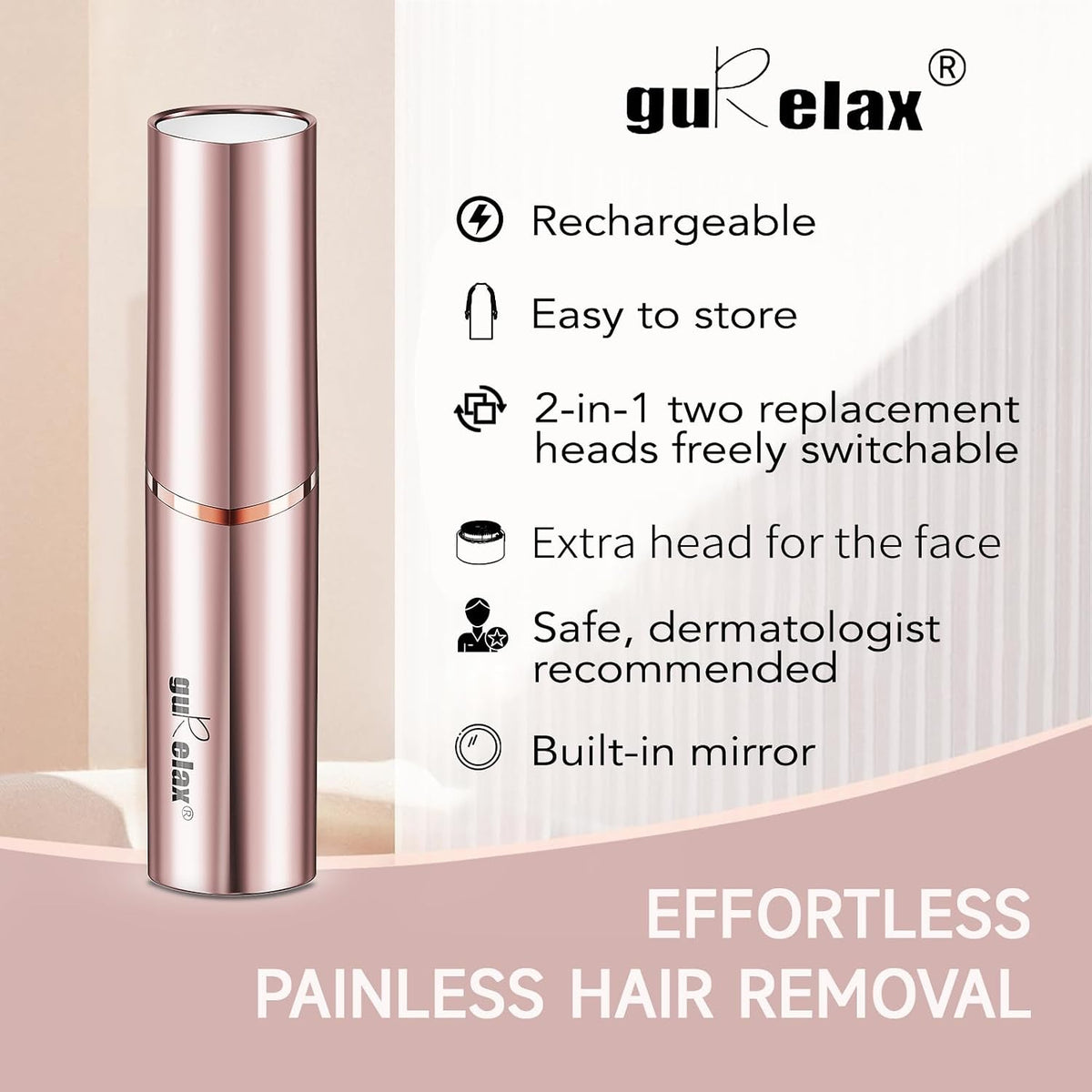 Gurelax 2-in-1 Electric Facial Hair Remover and Eyebrow Trimmer