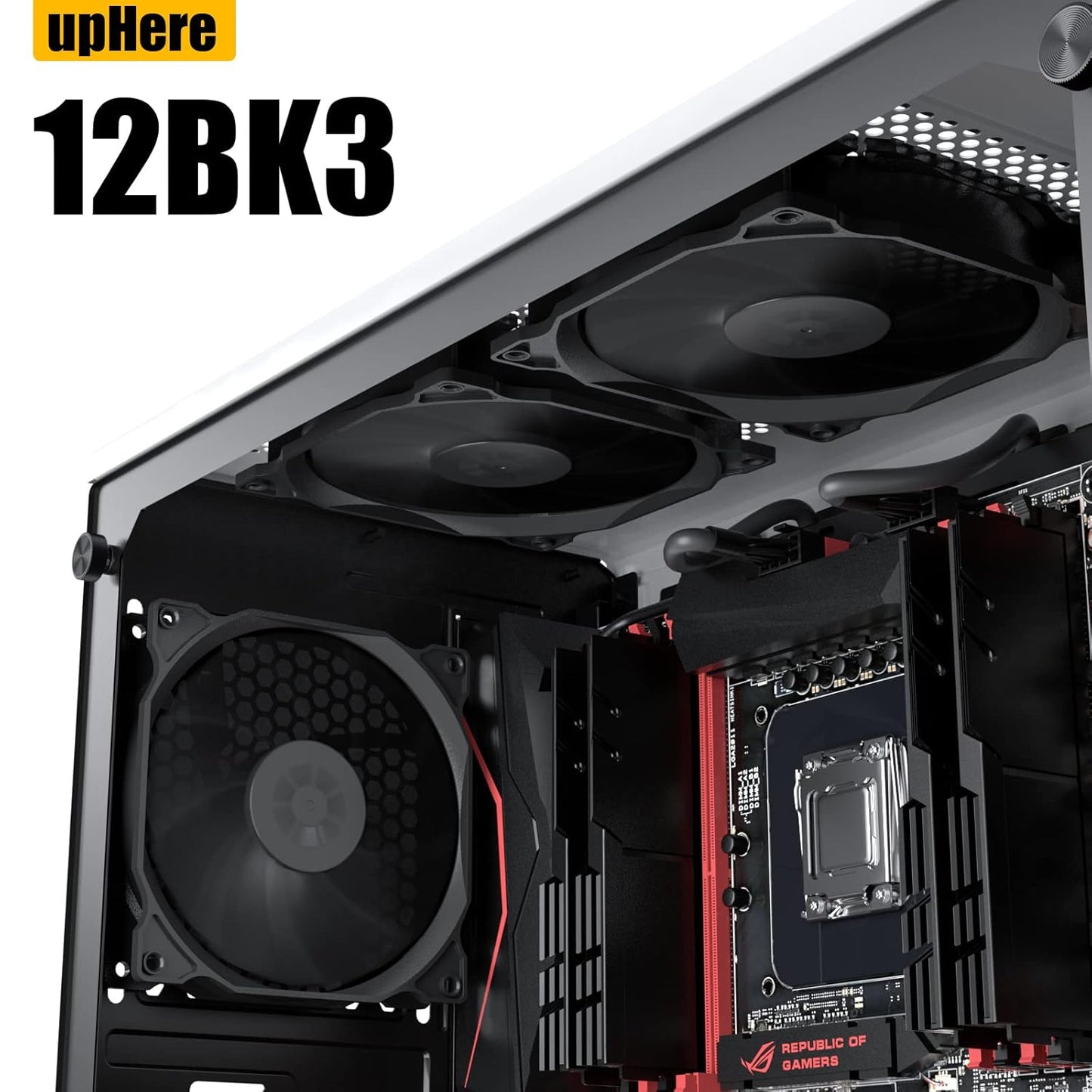 upHere 3‑Pack 120mm Temperature‑Controlled High‑Performance Quiet PC Fan