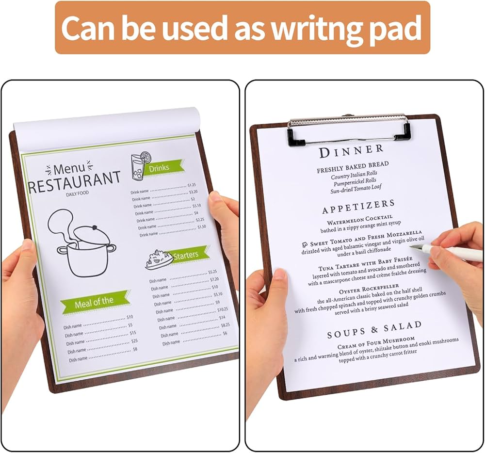 DONGLI A5 Wooden Clipboards 8-Pack: Hardboard with Low Profile Metal Clip