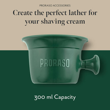 Proraso Professional Shaving Bowl with Handle, 300ml Capacity, Classic Green