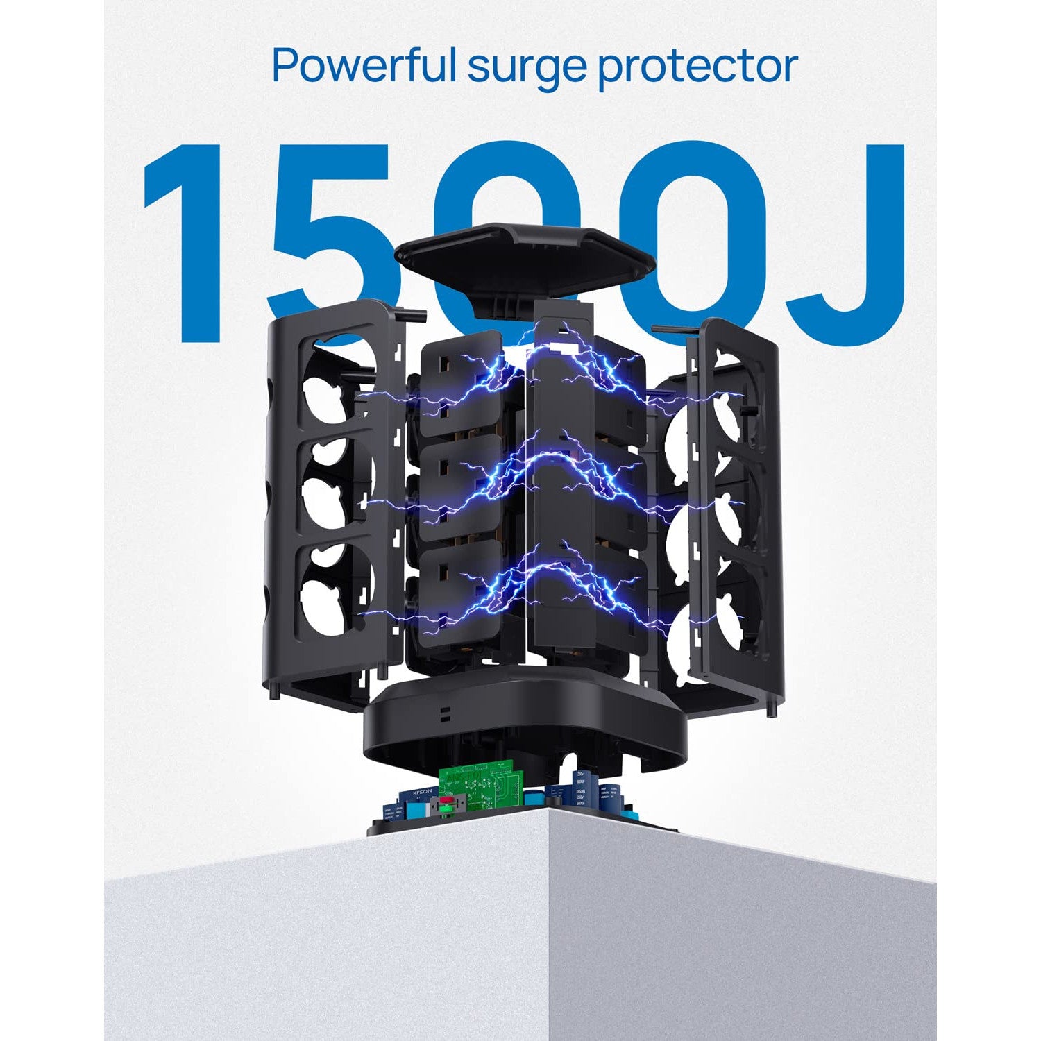 Kousla 20W USB-C Power Tower, 12 AC Outlets, 4 USB-A Ports