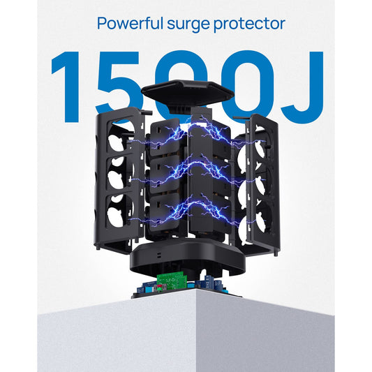 Kousla 20W USB-C Power Tower, 12 AC Outlets, 4 USB-A Ports