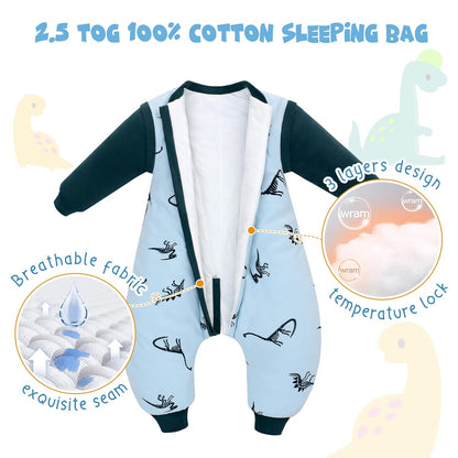 Portable Baby Sleep Blanket with Feet – 100% Cotton, Warm 2.5 Tog, 6‑18 Months