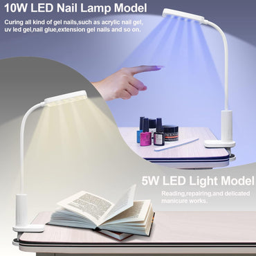 2-in-1 LED UV Nail Lamp with Flexible Gooseneck Clip