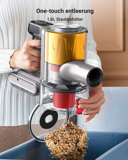 Roanow MarsVac V16 Cordless Vacuum Cleaner, 500W, 40KPa Suction, 60-Minute Runtime