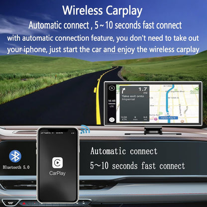 Casoda 10.25" Portable Wireless Double Din CarPlay Android Touchscreen