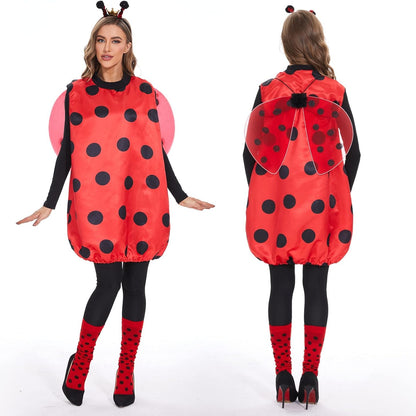 FORMIZON Red Ladybird Costume with Wings, Leg Sleeves & Headband – XL
