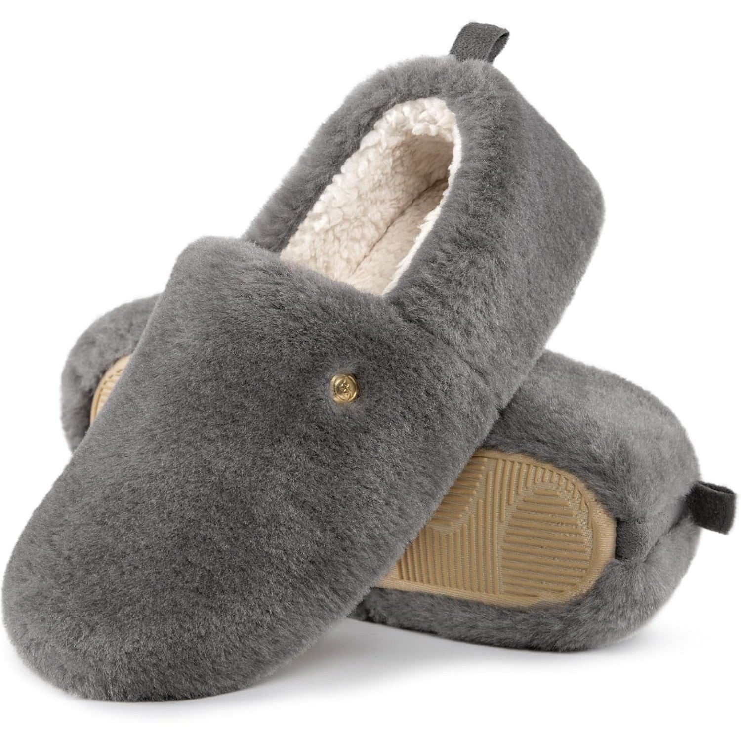 EverFoams Women's Soft Faux Wool Closed-Back Non-Slip Slippers
