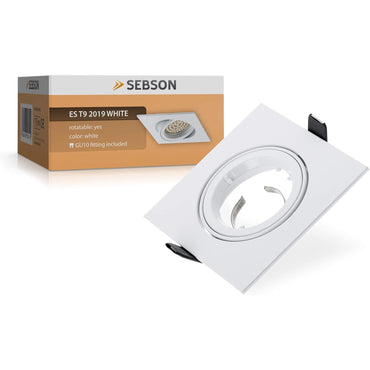 SEBSON White Swiveling Square Downlight with GU10 Socket - 95mm Frame