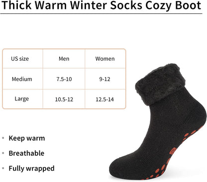 Cozy Non‑Slip Thermal Wool Socks – 3‑Pair Pack for Men & Women