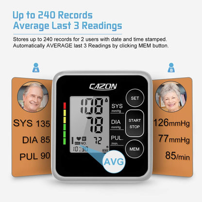 CAZON Digital Upper Arm Blood Pressure Monitor with Large Cuff