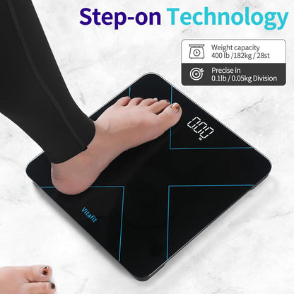 Vitafit 400lb Digital Bathroom Scale with LED Display, Black