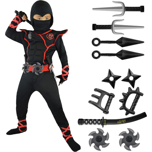 Spooktacular Creations Boys Ninja Costume Medium with Daggers and Stars