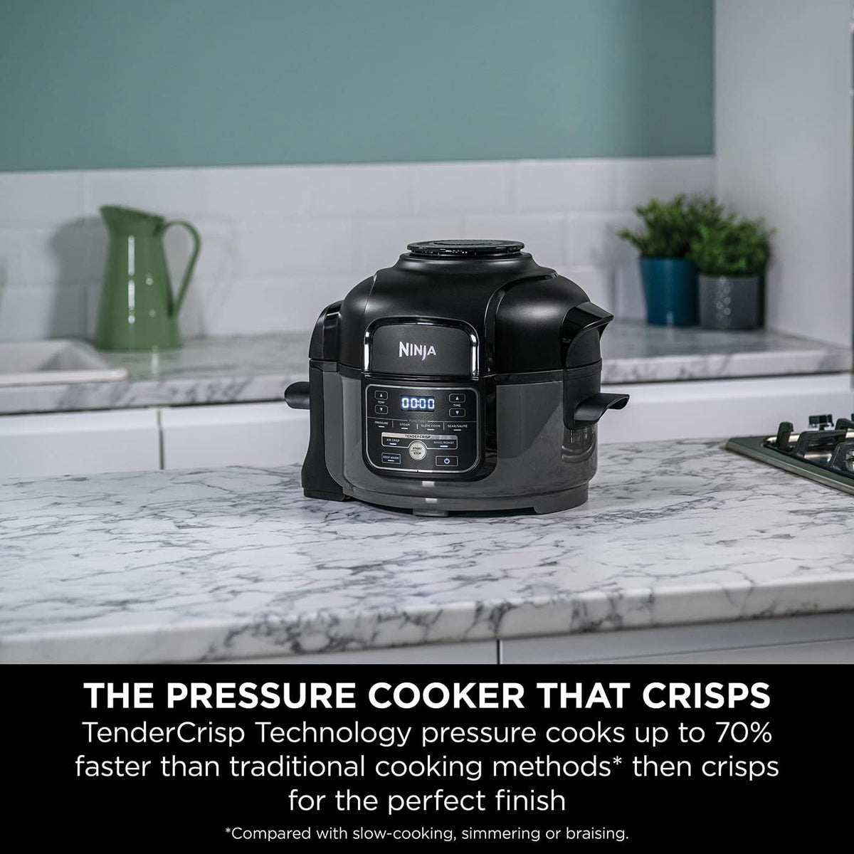 Ninja OP100UK Foodi Mini 6-in-1 Multi-Cooker 4.7L Grey and Black