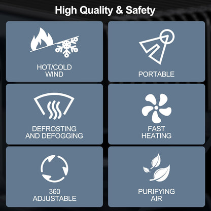 UVOOI 12V Portable Car Heater & Defroster with Cooling Fan