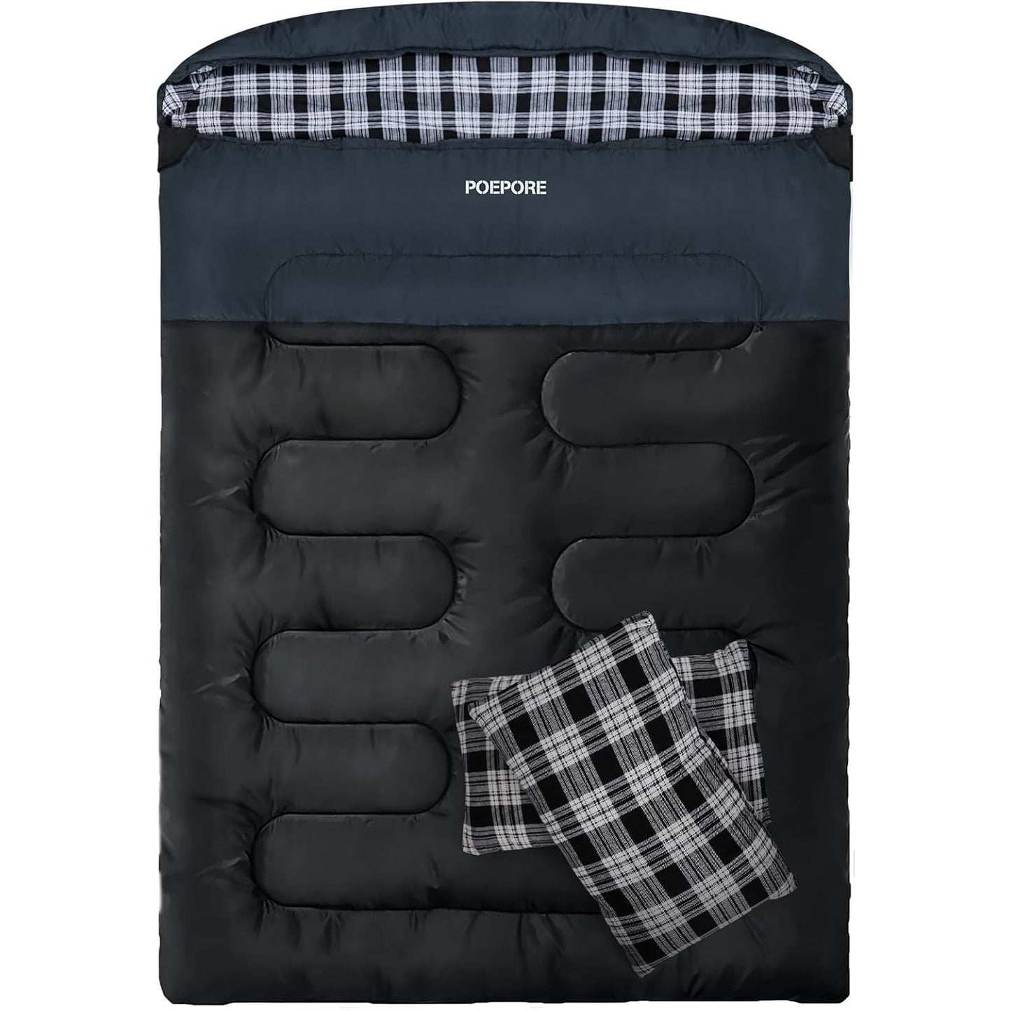 POEPORE Double Flannel Sleeping Bag for Two Adults XXL Queen Size