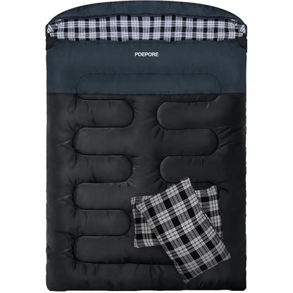 POEPORE Double Flannel Sleeping Bag for Two Adults XXL Queen Size