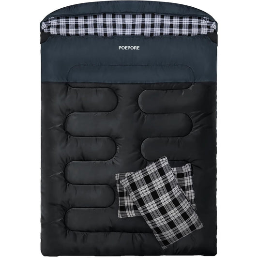 POEPORE Double Flannel Sleeping Bag for Two Adults XXL Queen Size
