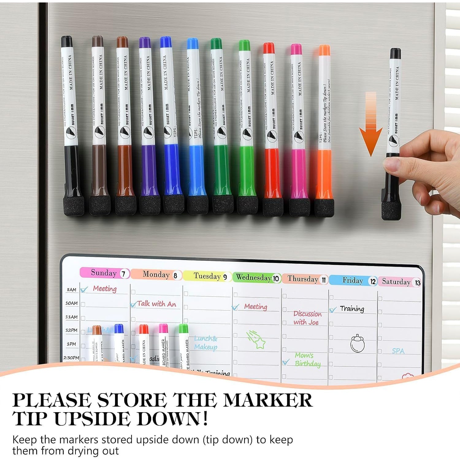 POPRUN 36-Count Fine Tip Magnetic Dry Erase Markers – 11 Colors