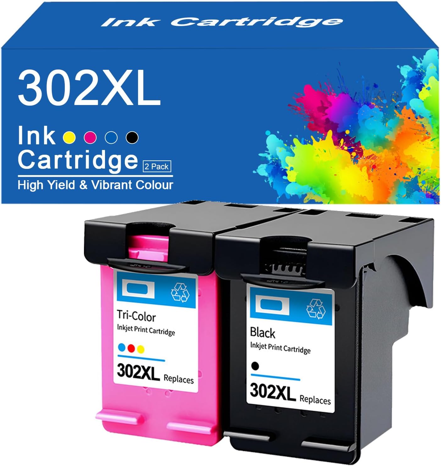 AENERN 302XL Ink Set for HP Black & Color Printing