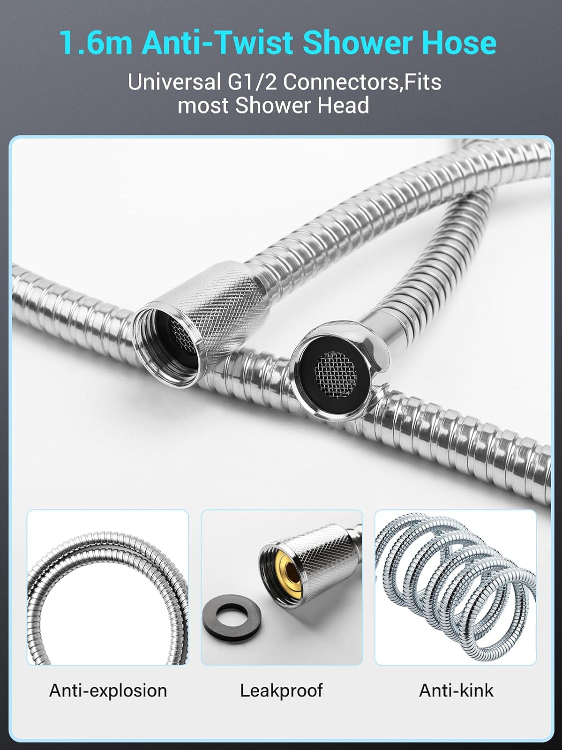 YEAUPE High Pressure Filter Shower Head with 1.5m Hose – 6 Modes, Anti‑Limescale