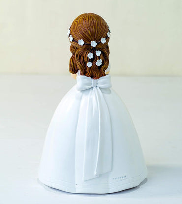 Mopec White Communion Figurine Girl with Flower Crown