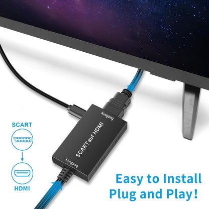 Uhddadi Scart To HDMI Converter Adapter 1080P With Cable Black