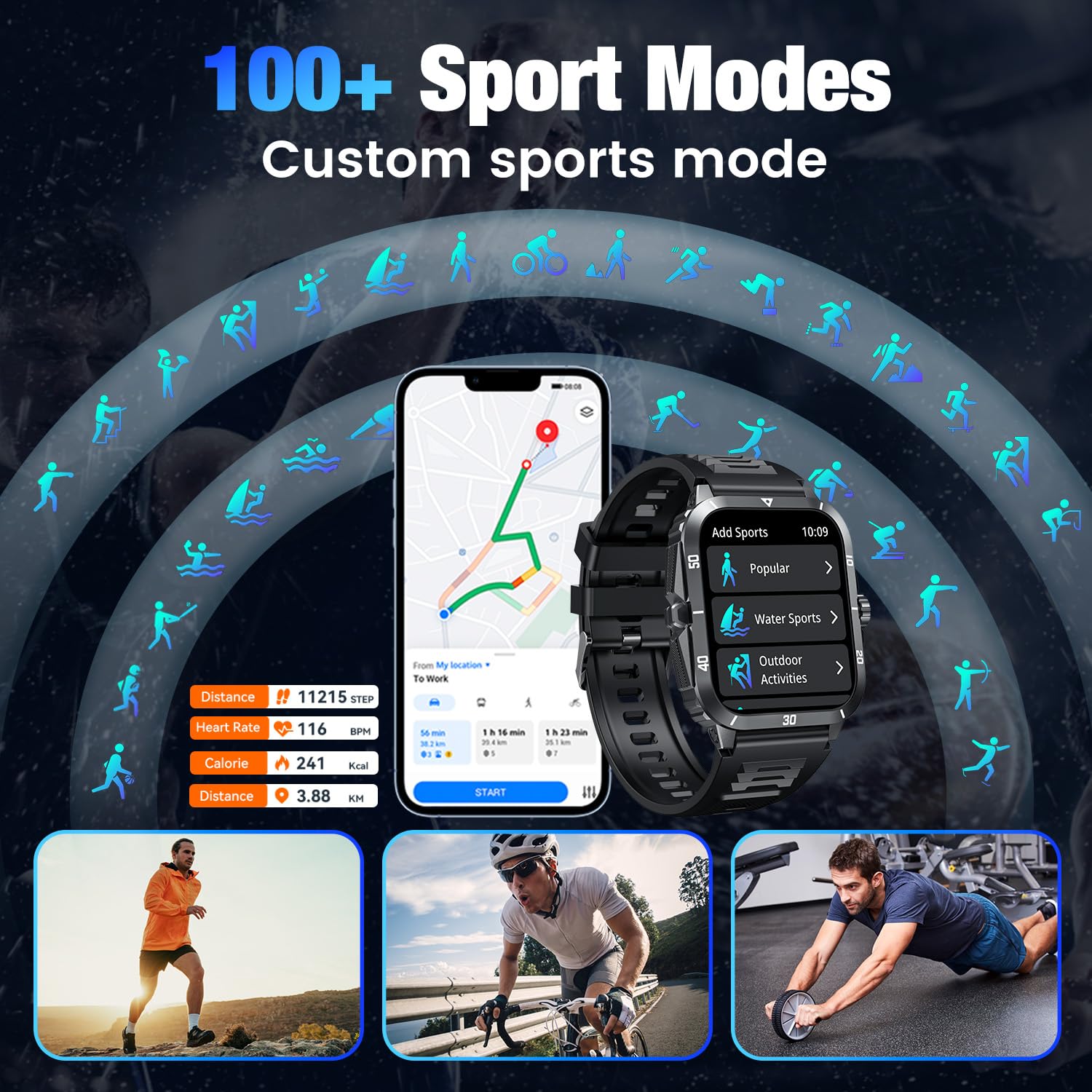 Men's 2.0" Full Touchscreen Smartwatch: Fitness Tracker, Call Function, Health Monitor