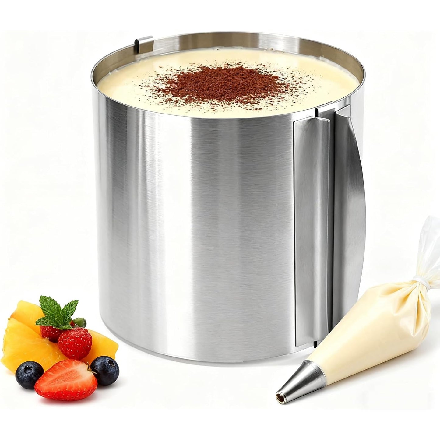 Iwinna Adjustable Extra-High Stainless Steel Cake Ring 15-30cm