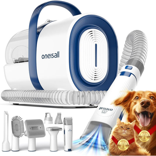 oneisall 7‑in‑1 Quiet Dog Grooming Vacuum Kit – Blue
