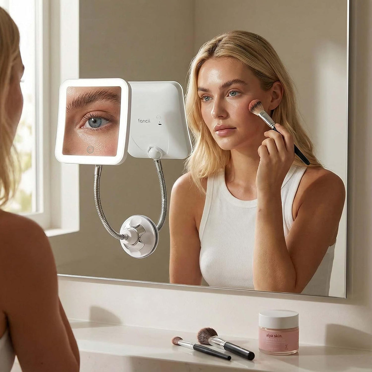 Fancii Mira 2 Plus Rechargeable Flexible 10x Makeup Mirror White