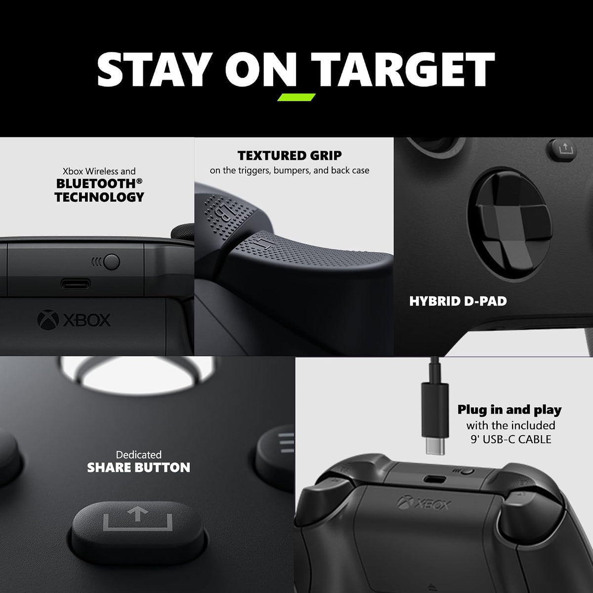 Xbox Core Wireless Controller with USB-C Cable Carbon Black