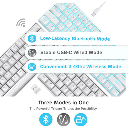 RK61 Wireless 60% Mechanical Gaming Keyboard – Blue Switch – White