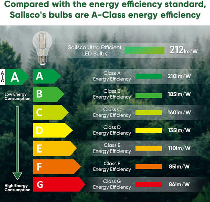 Sailsco E27 A60 LED Filament Bulbs 3.8W Pack of 6