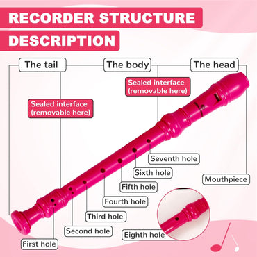 CONJURER Pink Soprano Recorder 8-Hole German Fingering for Children