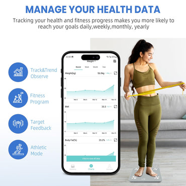 BAGAIL BASICS Smart Scale Body Composition Monitor Health Analyzer with Smartphone App 400lbs/180KG