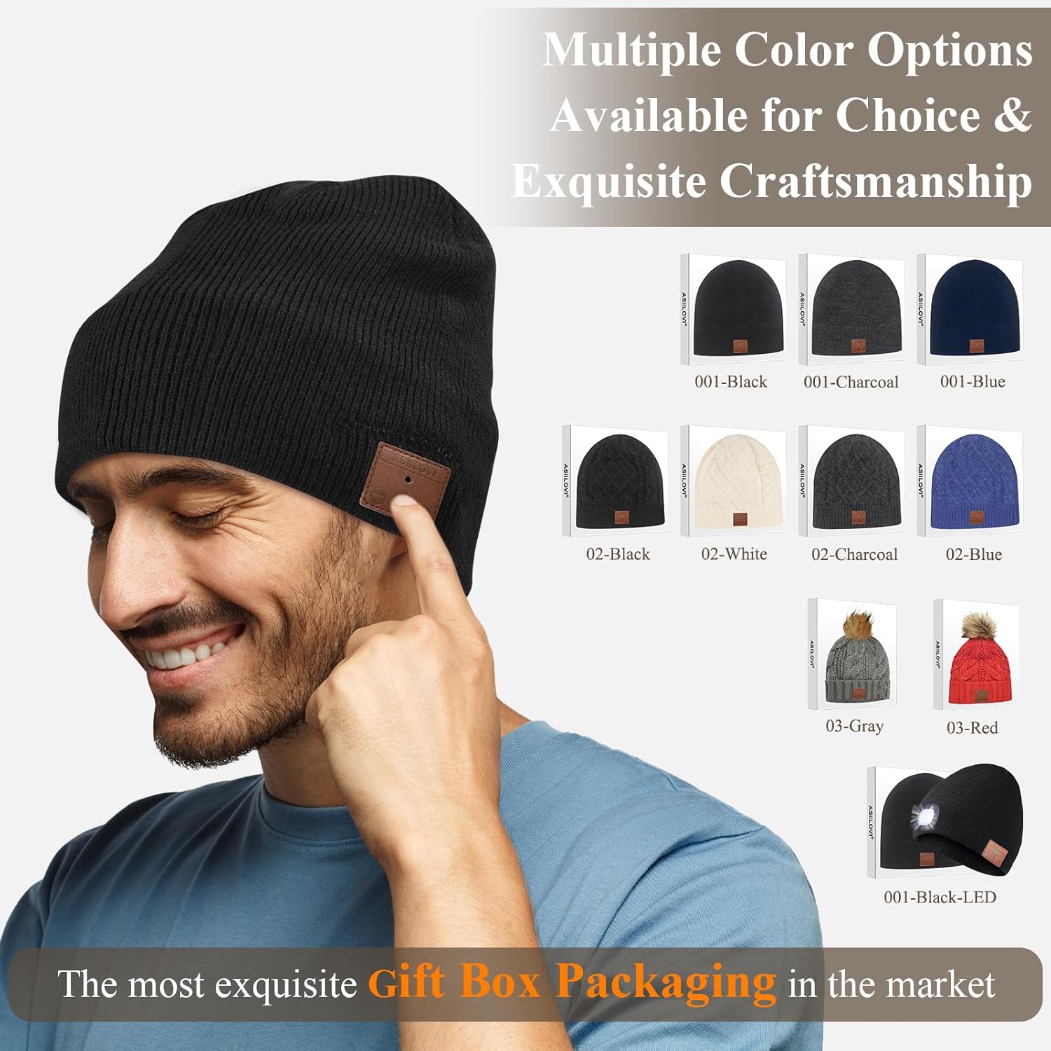 ASIILOVI Bluetooth Beanie with Double-Layer Wool Lining – Warm Wireless Headset