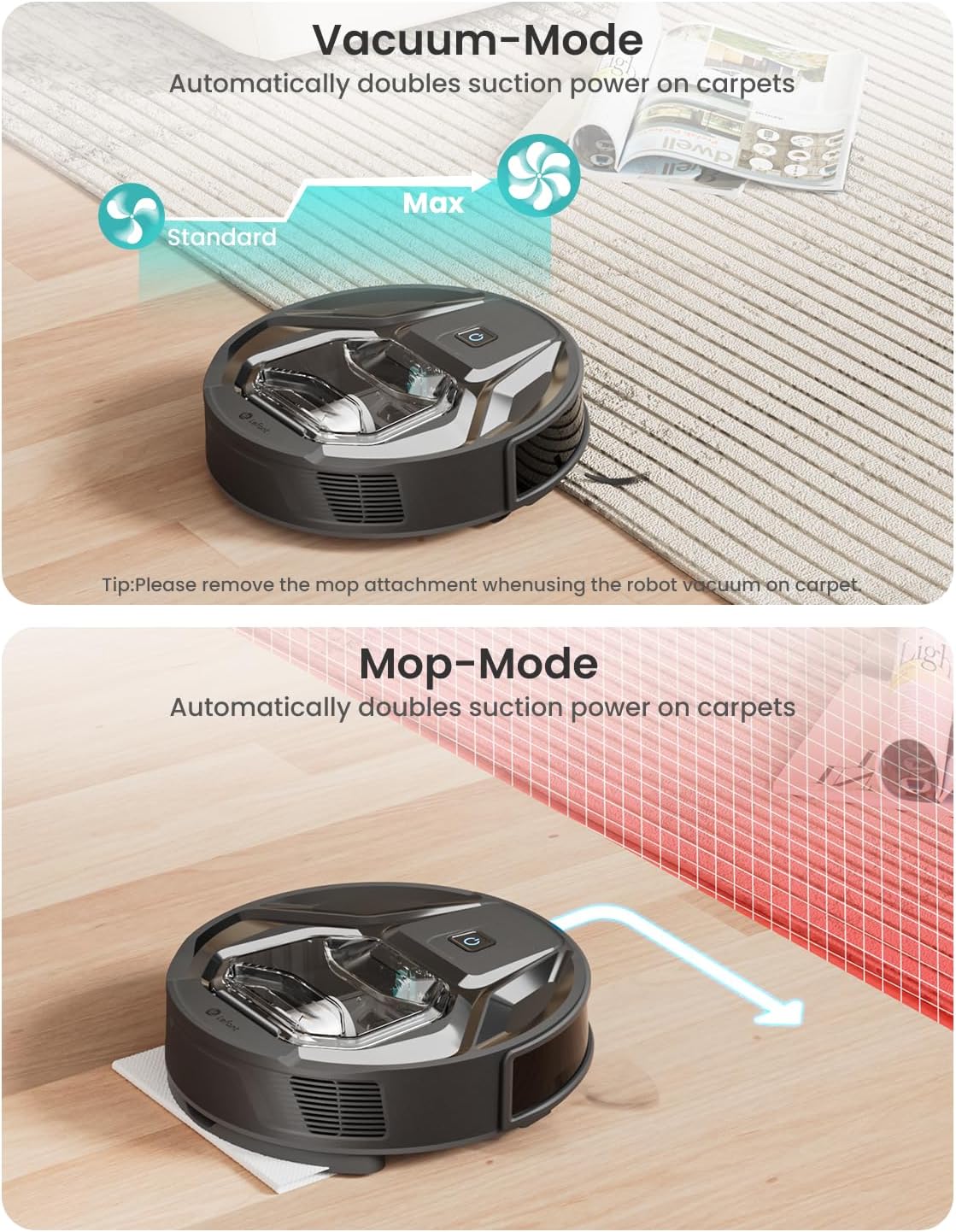 Lefant M320 Robot Vacuum with 6000Pa Suction, Carpet Detection, Mop