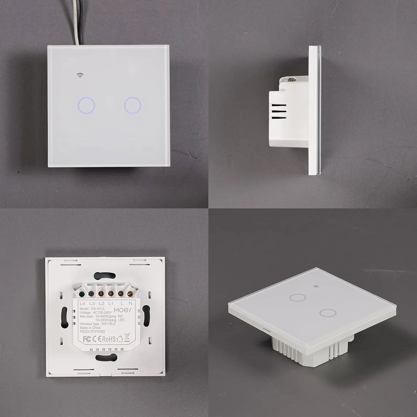 MOES Tuya WiFi Smart Touch Switch – Elegant Glass Panel with Alexa & Google Home Compatibility - Gomix Brands Outlet