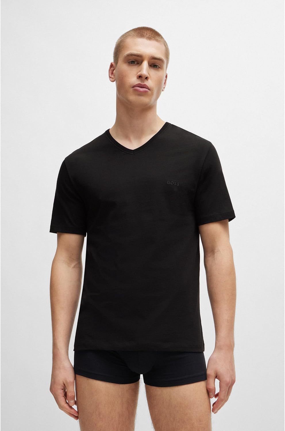 BOSS Men's Pure Cotton V-Neck T-Shirt Pack of Six