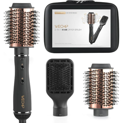 WeChip 2-in-1 Hot Air Brush – Detachable Hair Dryer, Ceramic Negative Ion, 3 Temp Settings