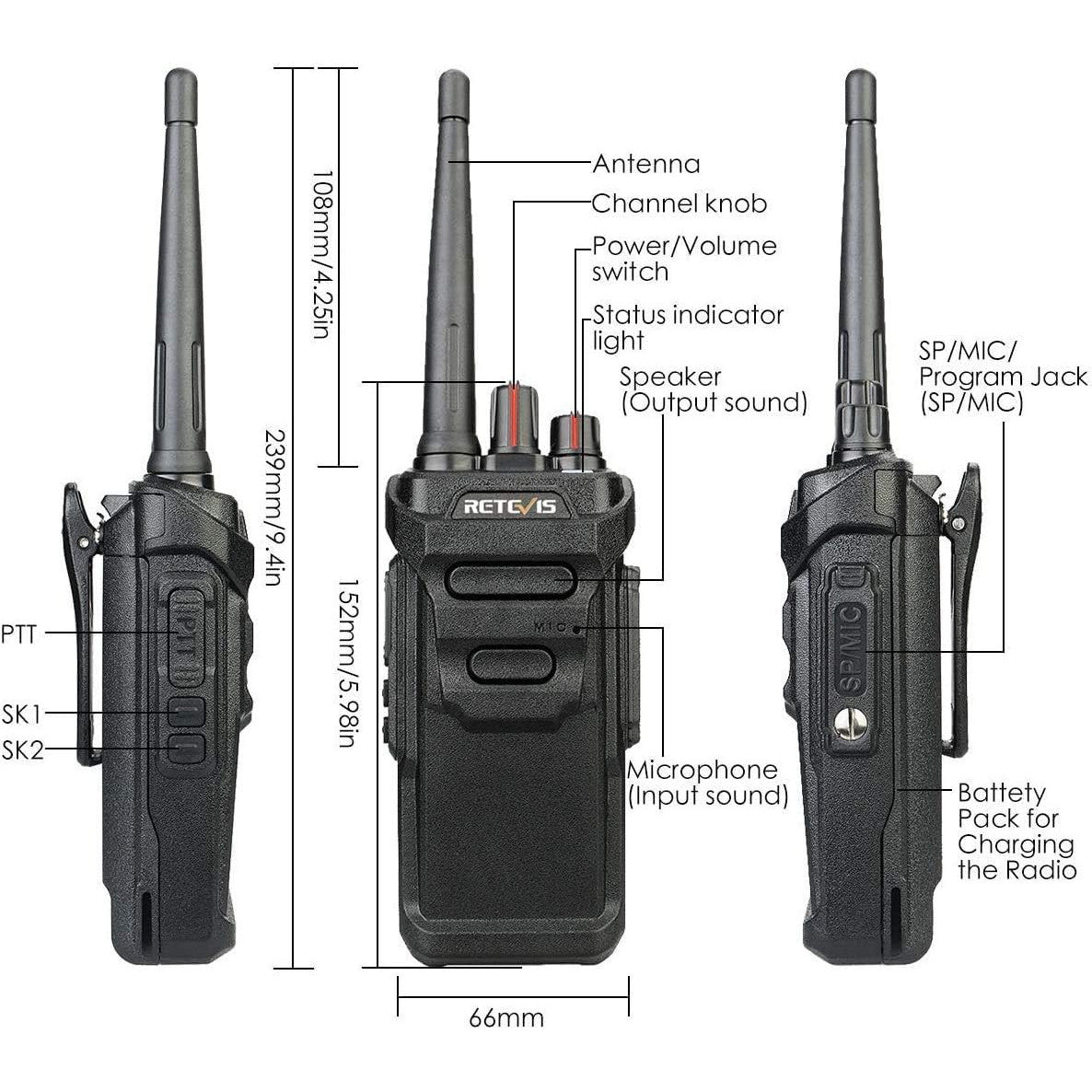 Retevis RT648 Waterproof Heavy-Duty Walkie Talkie for Construction