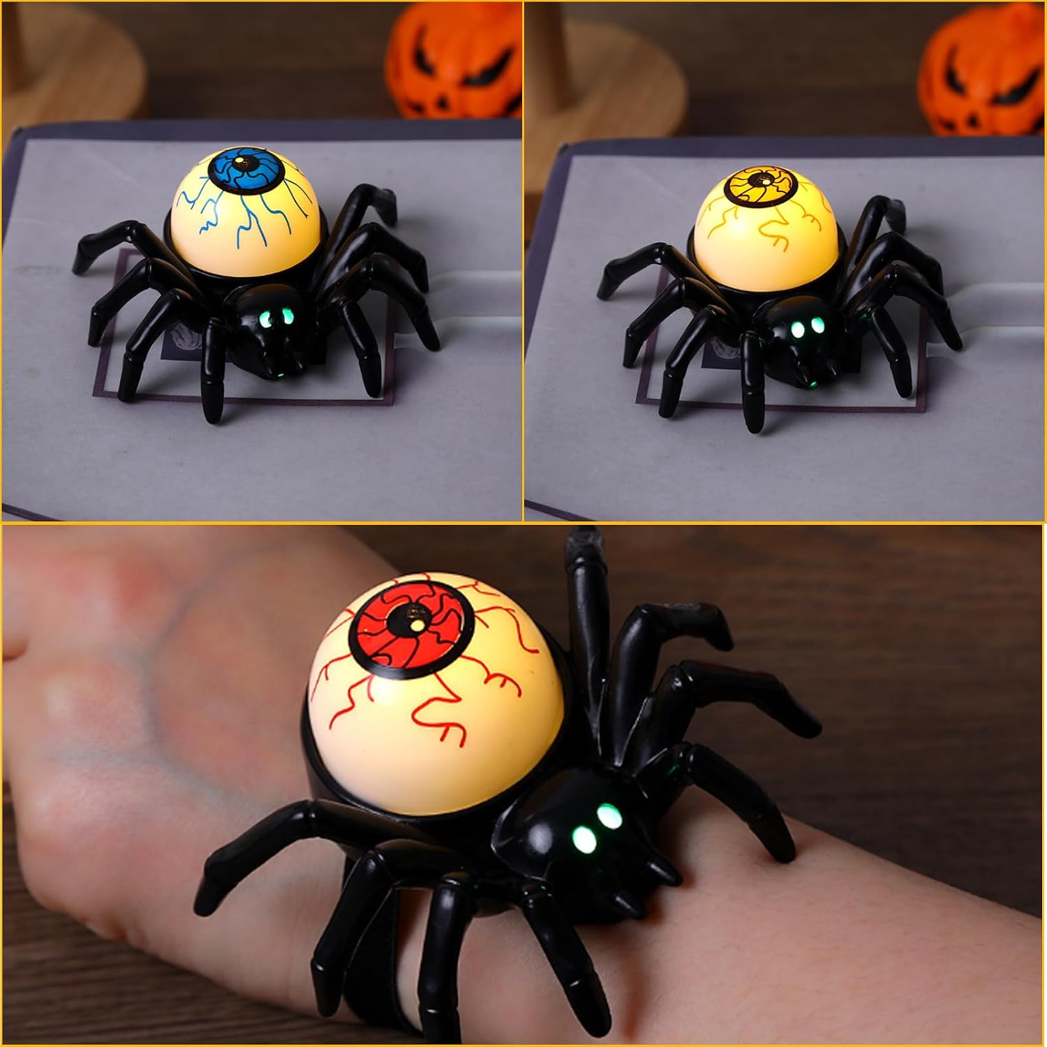 Editbar Halloween Spider Eyeballs Candle Light 12-Pack Flameless LED Battery Operated Yellow
