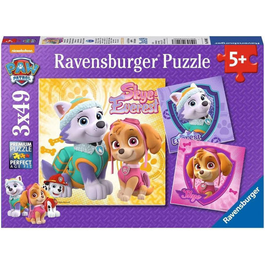 Ravensburger Paw Patrol Skye & Everest 3‑Pack 49‑Piece Jigsaw Puzzle Set