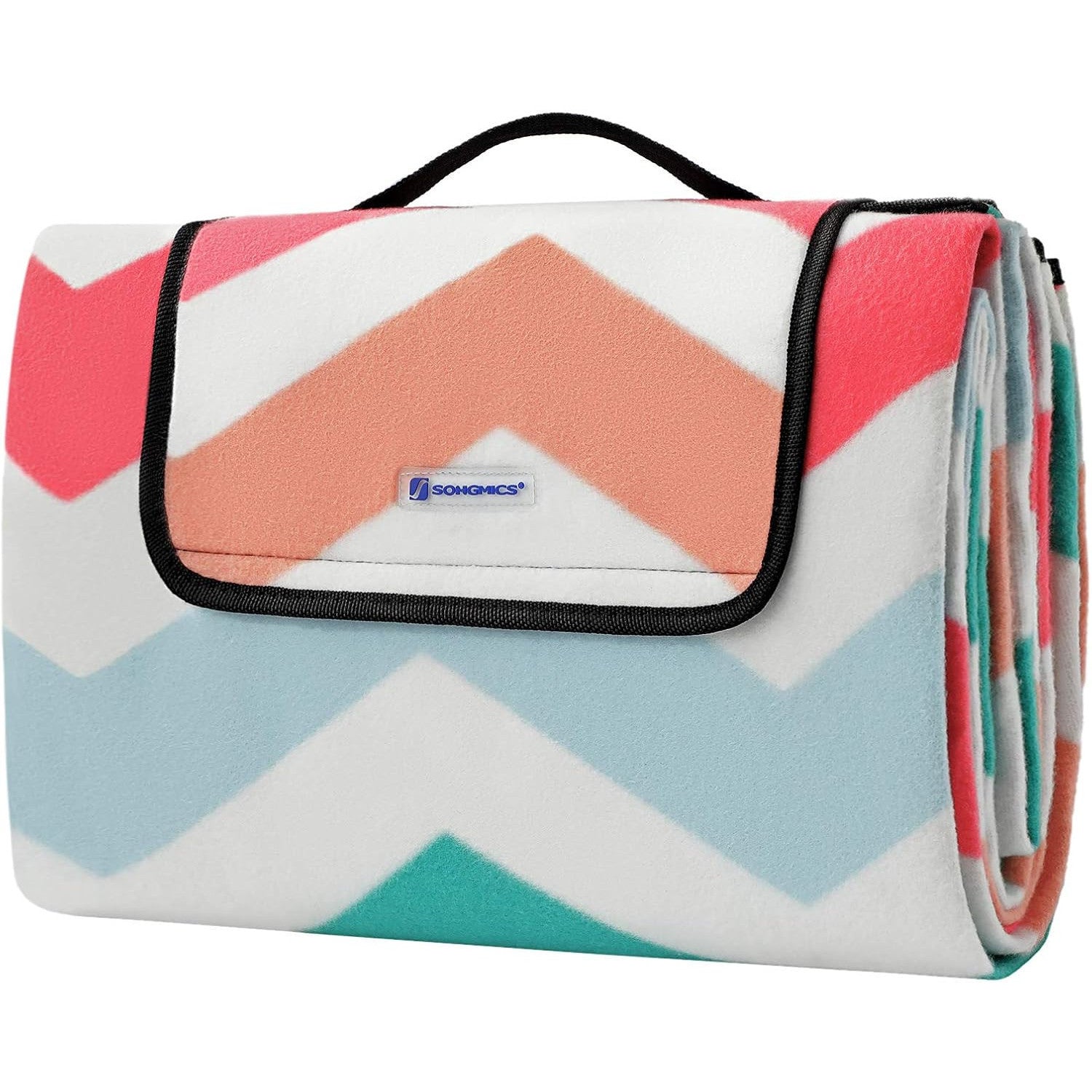 SONGMICS Waterproof Foldable Picnic Blanket 150x200cm Red Wave