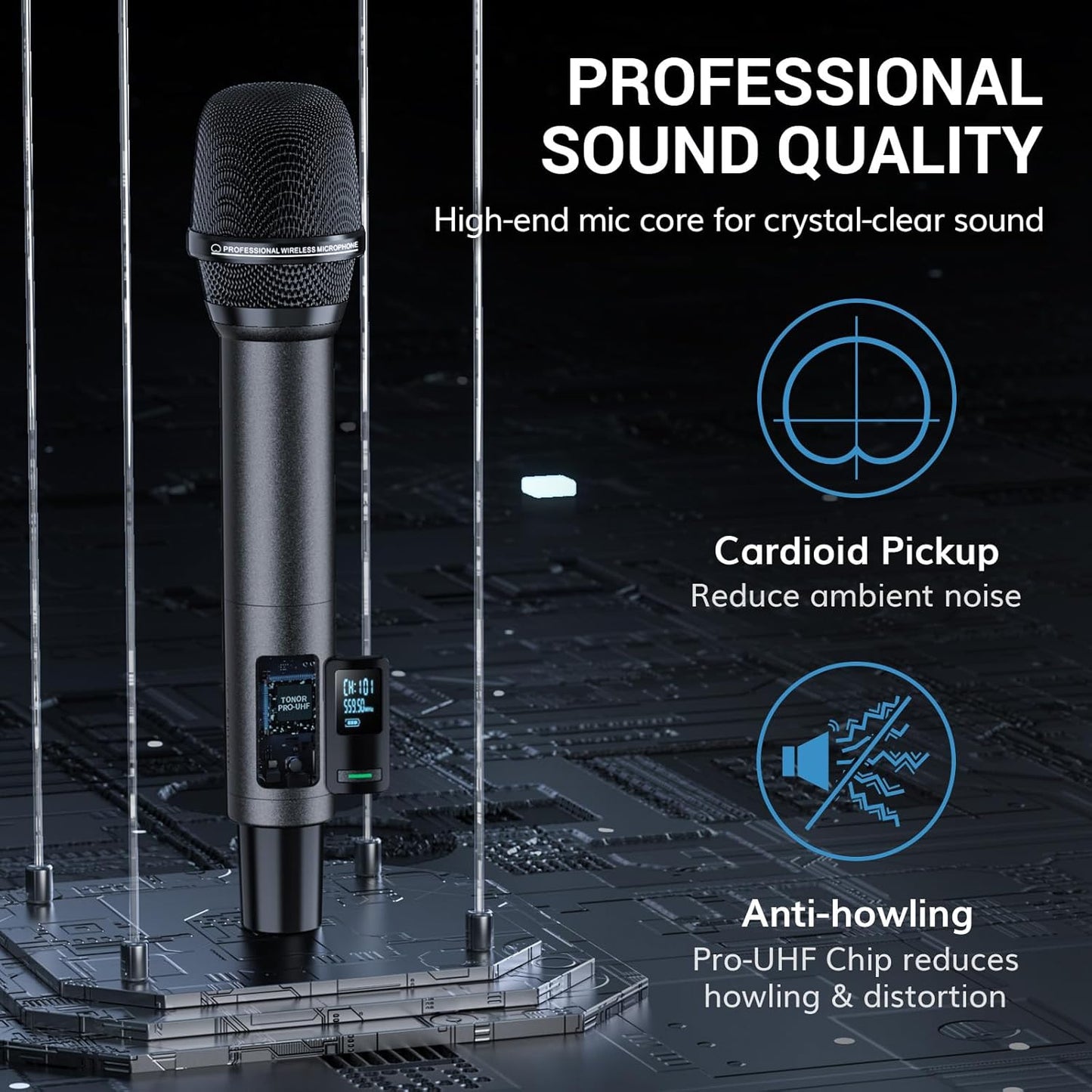 TONOR UHF Rechargeable Wireless Karaoke Microphone Set with 262ft Range