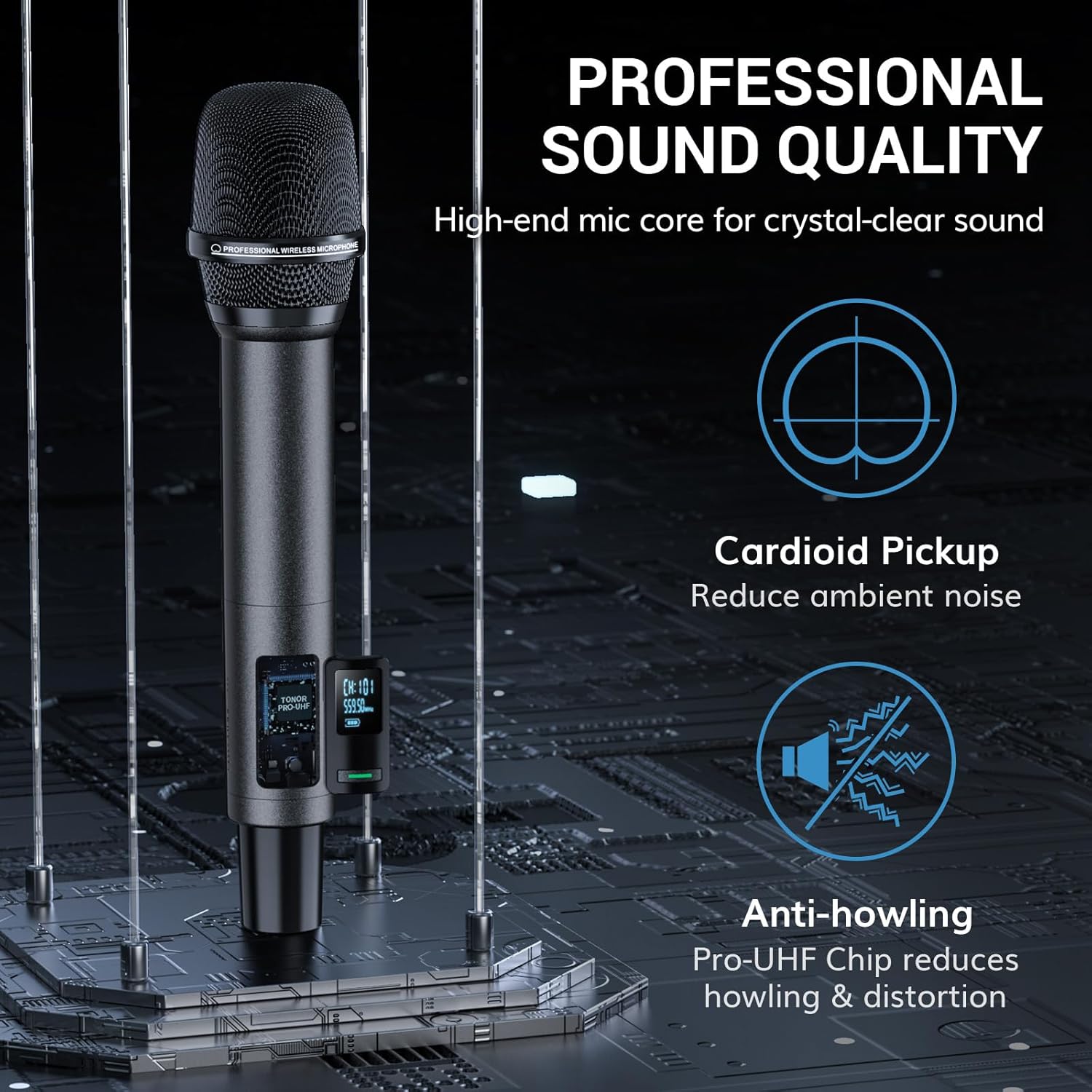 TONOR UHF Rechargeable Wireless Karaoke Microphone Set with 262ft Range