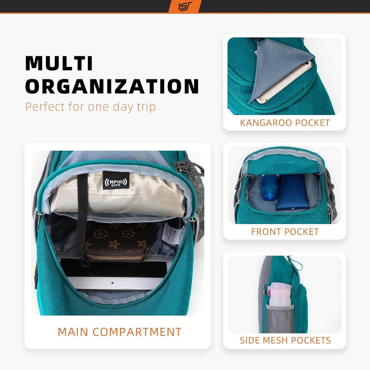 SKYSPER RFID Blocking Sling Bag Lightweight Travel Daypack for Hiking
